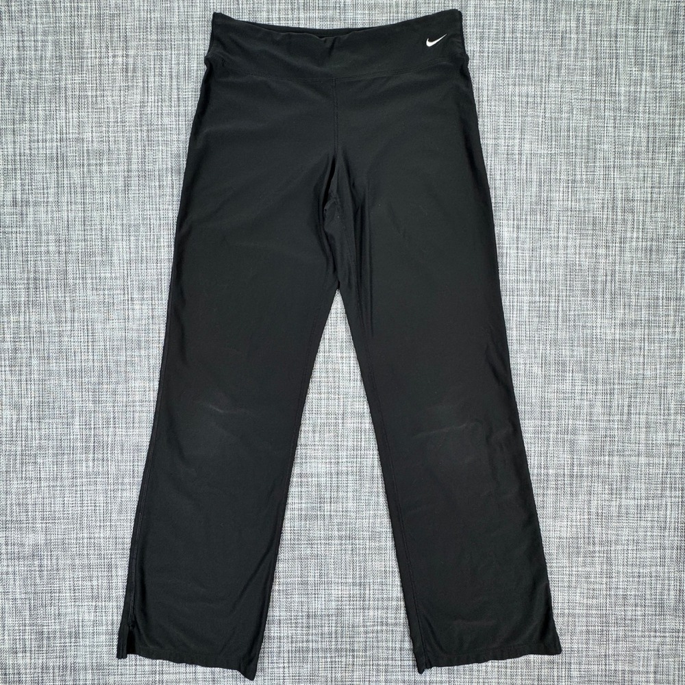 Nike Women's Fit Dry Wide Leg Training Pants Black Size Medium Side Slit